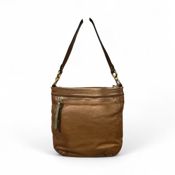 Coach Brown Leather Shoulder Bag With Pink Satin Lining - Picture 2 of 10